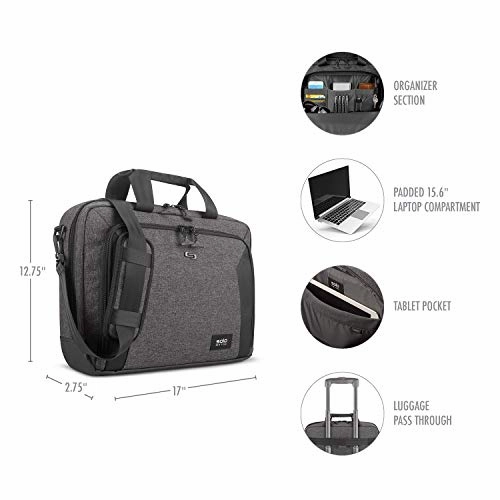 SOLO Nomad Route Slim, 15.6 inch Laptop Bag, Lightweight Briefcase with Shoulder Strap for Women, Men