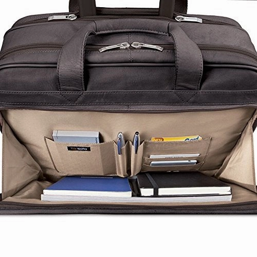 Solo Walker 15.6 Inch Premium Leather Rolling Laptop Case, Espresso