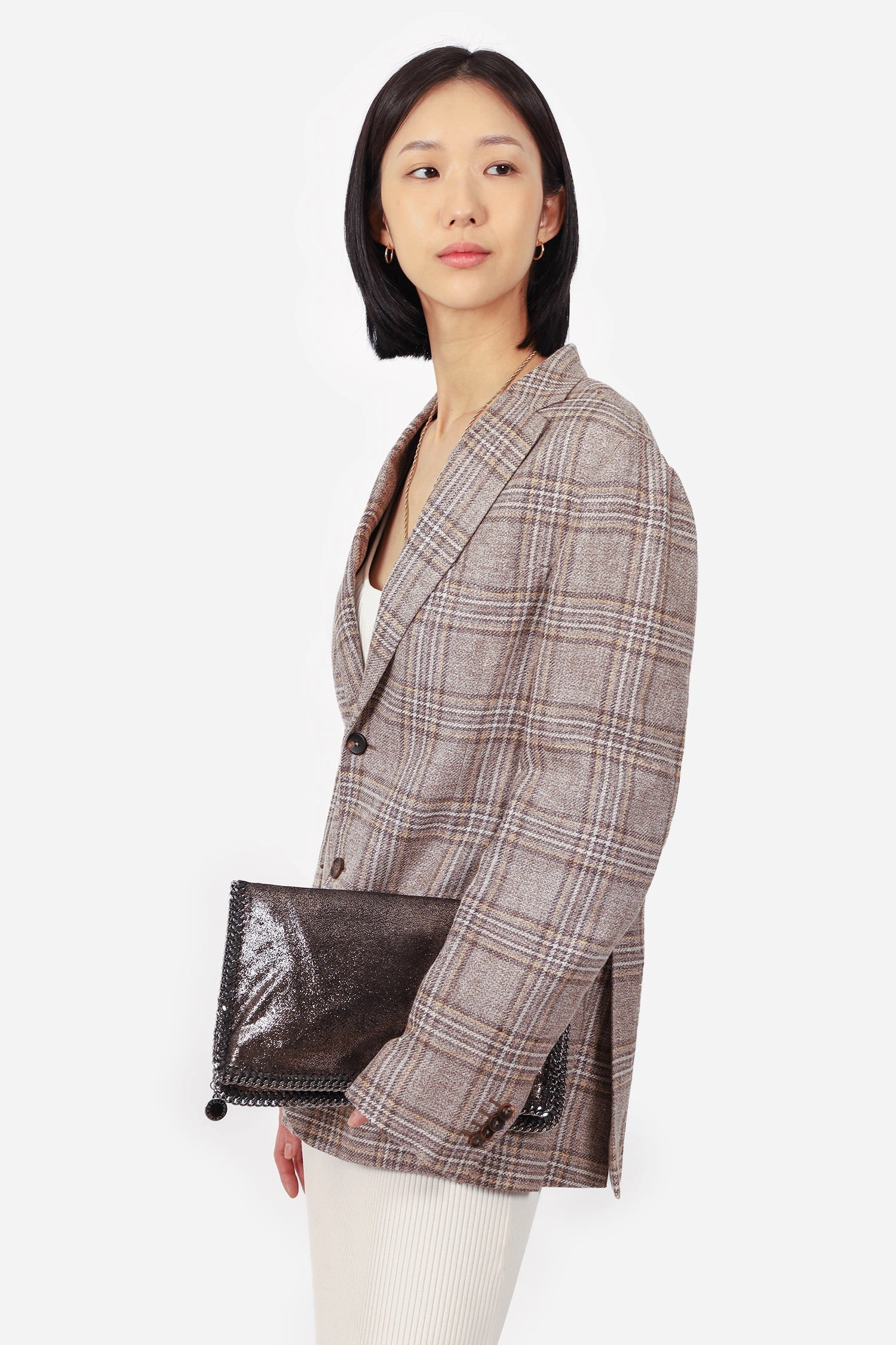 Stella McCartney Black Metallic Falabella Clutch