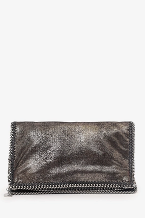Stella McCartney Black Metallic Falabella Clutch