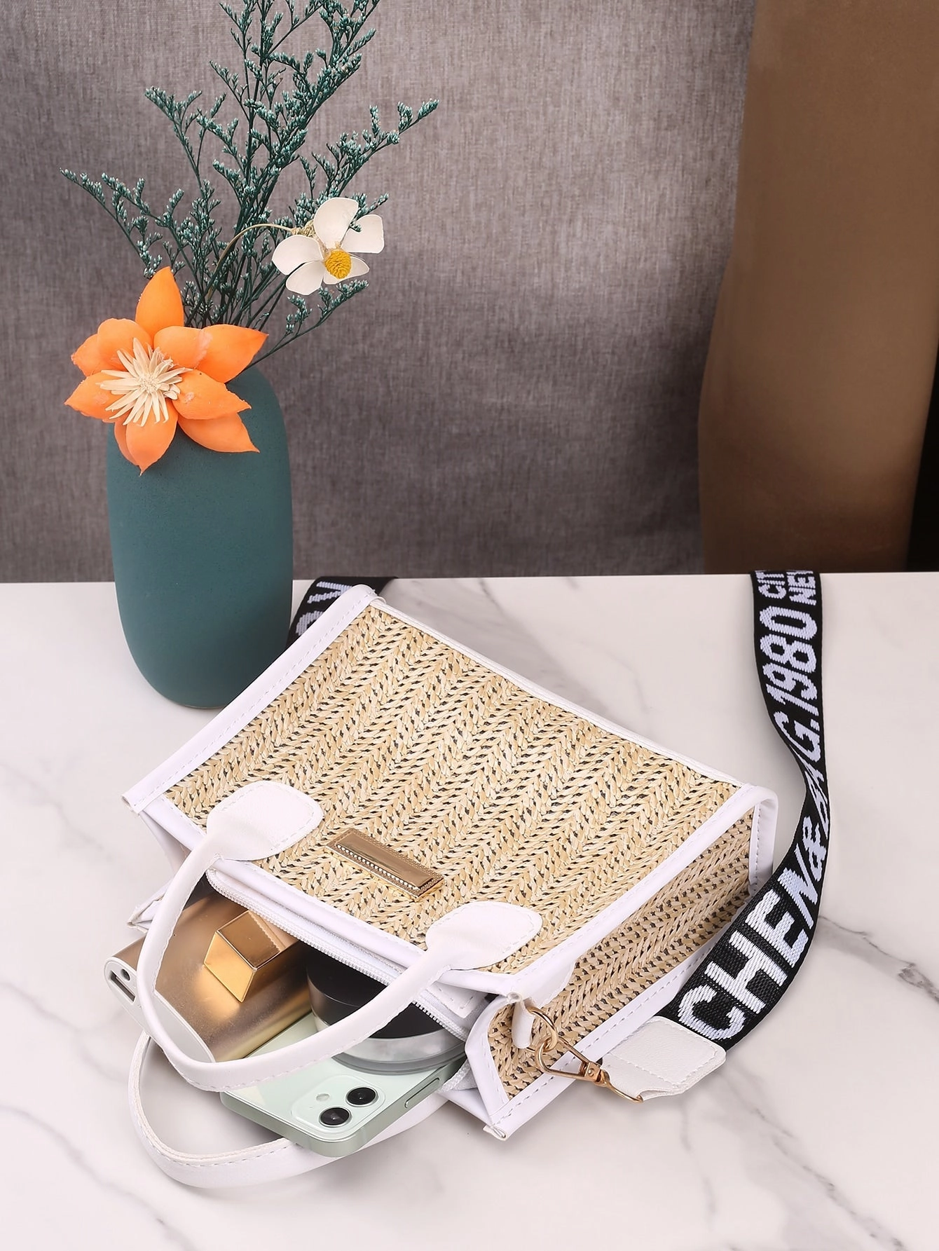 Straw Satchel Bag
