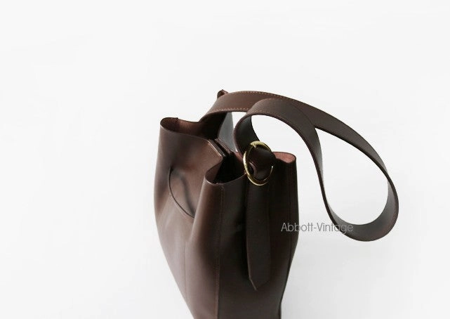 Stylish Leather Brown Womens Bucket Purse Crossbody Bag Barrel Shoulder Bag for Women