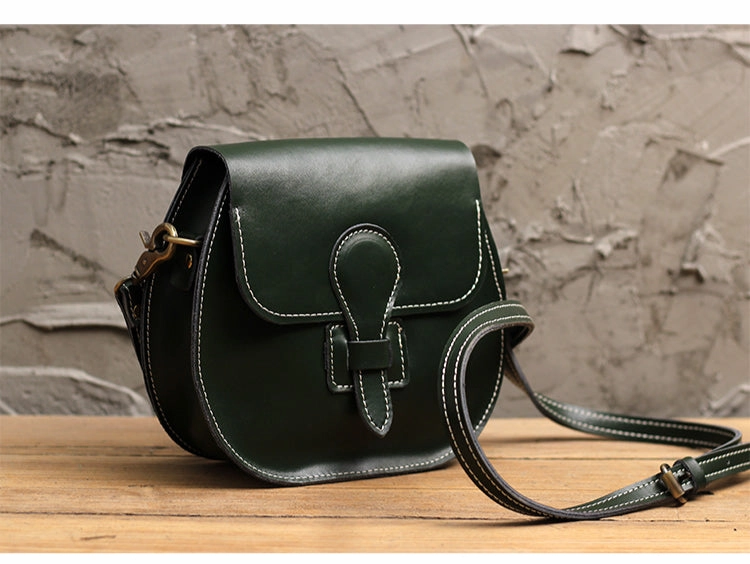 Stylish LEATHER WOMEN Saddle Bag SHOULDER BAG Circle Crossbody Purse FOR WOMEN