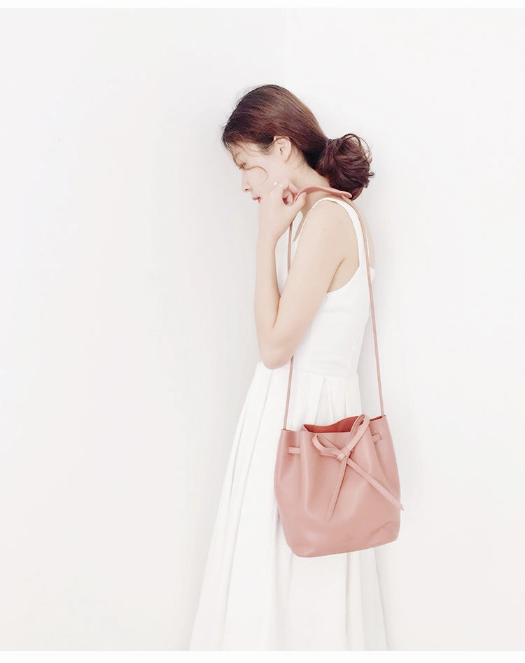 Stylish Leather Womens Shoulder Bucket Bag Crossbody Bag For Women