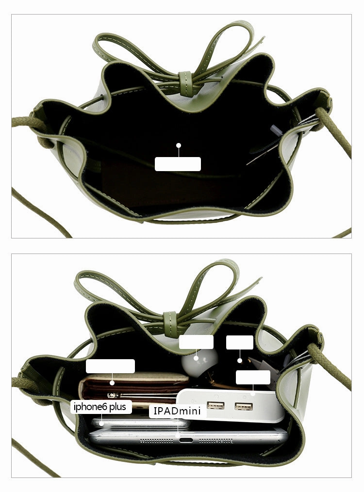 Stylish Leather Womens Shoulder Bucket Bag Crossbody Bag For Women