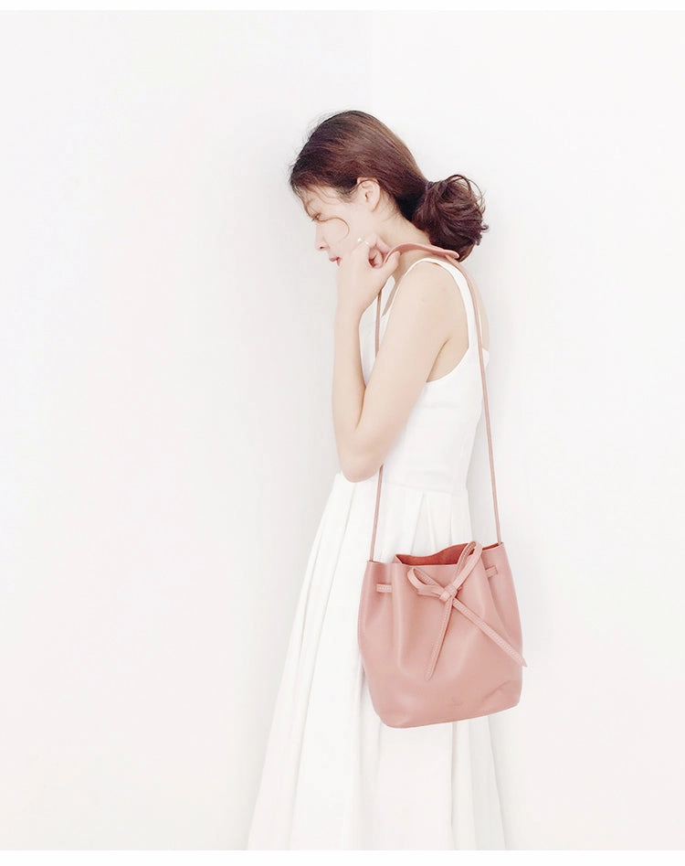 Stylish Leather Womens Shoulder Bucket Bag Crossbody Bag For Women