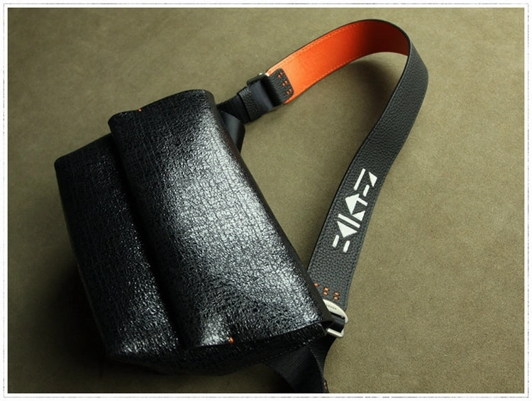 Stylish Womens Bright Black Leather Sling Bag Crossbody Shoulder Bag Purse Sling Pack for Ladies