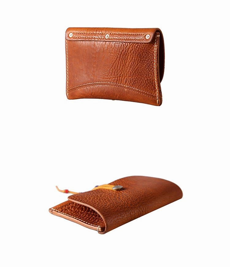 Tan Cool Leather Mens Long Wallet Brown Clutch Wallet Vintage Large Long Wallet Purse For Men
