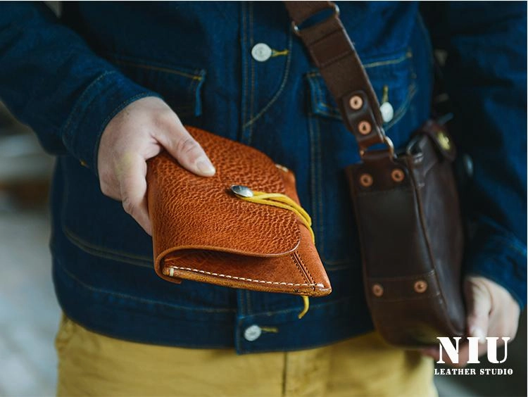 Tan Cool Leather Mens Long Wallet Brown Clutch Wallet Vintage Large Long Wallet Purse For Men