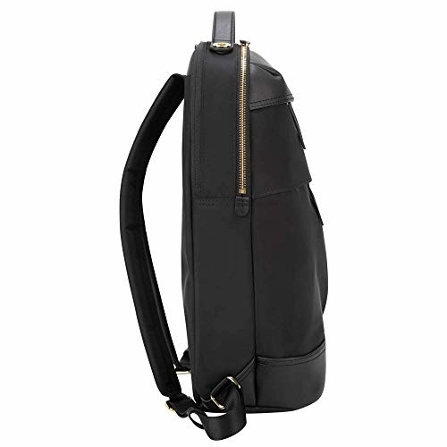 Targus Newport Backpack Sleek Professional Travel Laptop Bag, Water-Repellent Nylon, Premium Metallic Hardware, Wireless Charging Pocket, Protective Sleeve for 15-Inch Laptop, Black (TSB945BT)