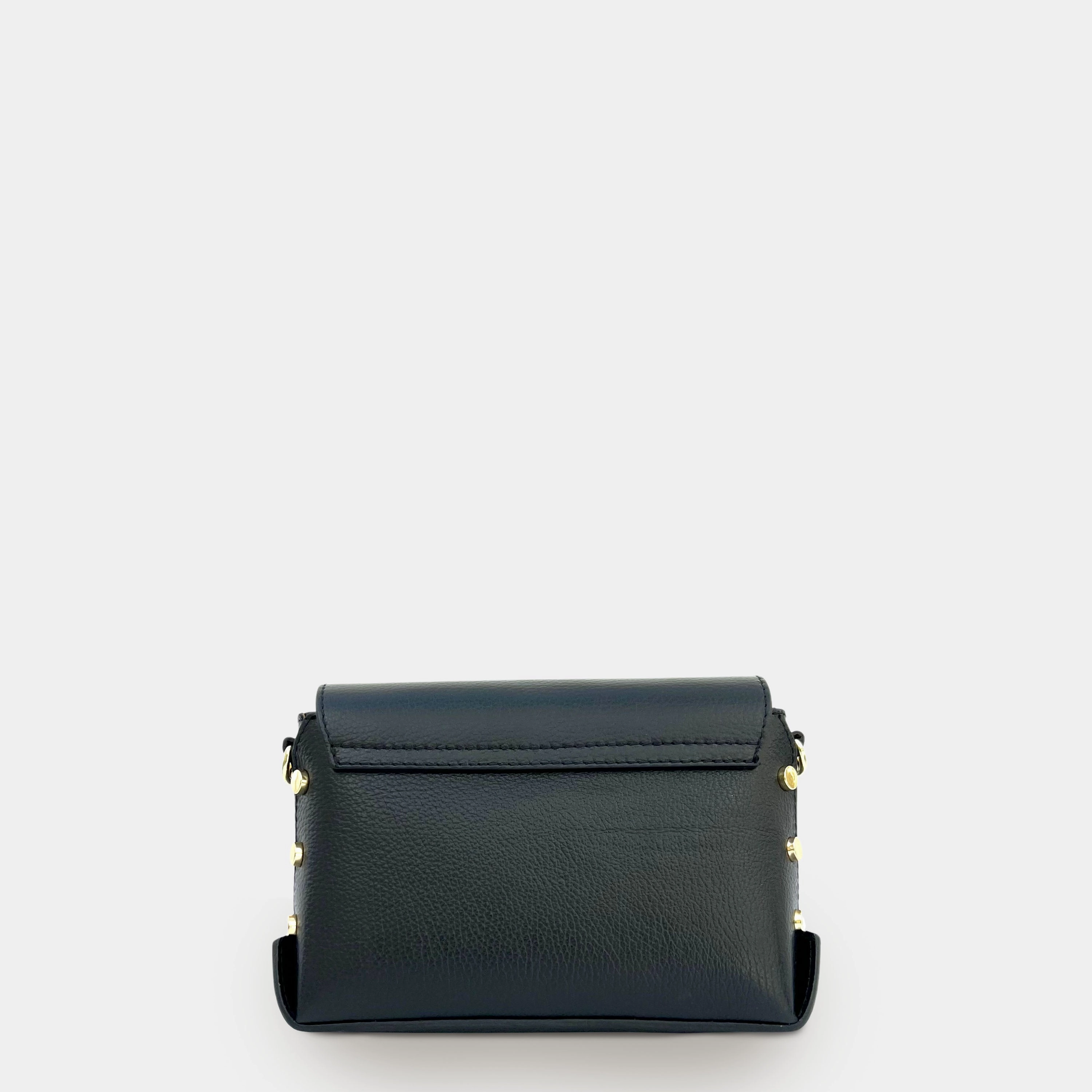 The Bloxsome Black Leather Crossbody Bag With Olive Green Cheetah Strap