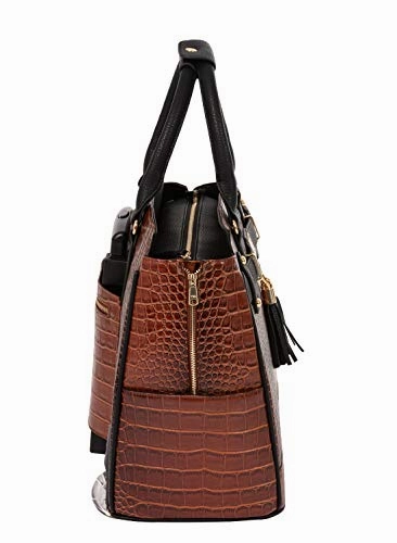 The Boston Alligator Crocodile Alligator Computer iPad, Laptop Tablet Rolling Tote Bag Briefcase Carryall Bag (17" 17.3" inch)