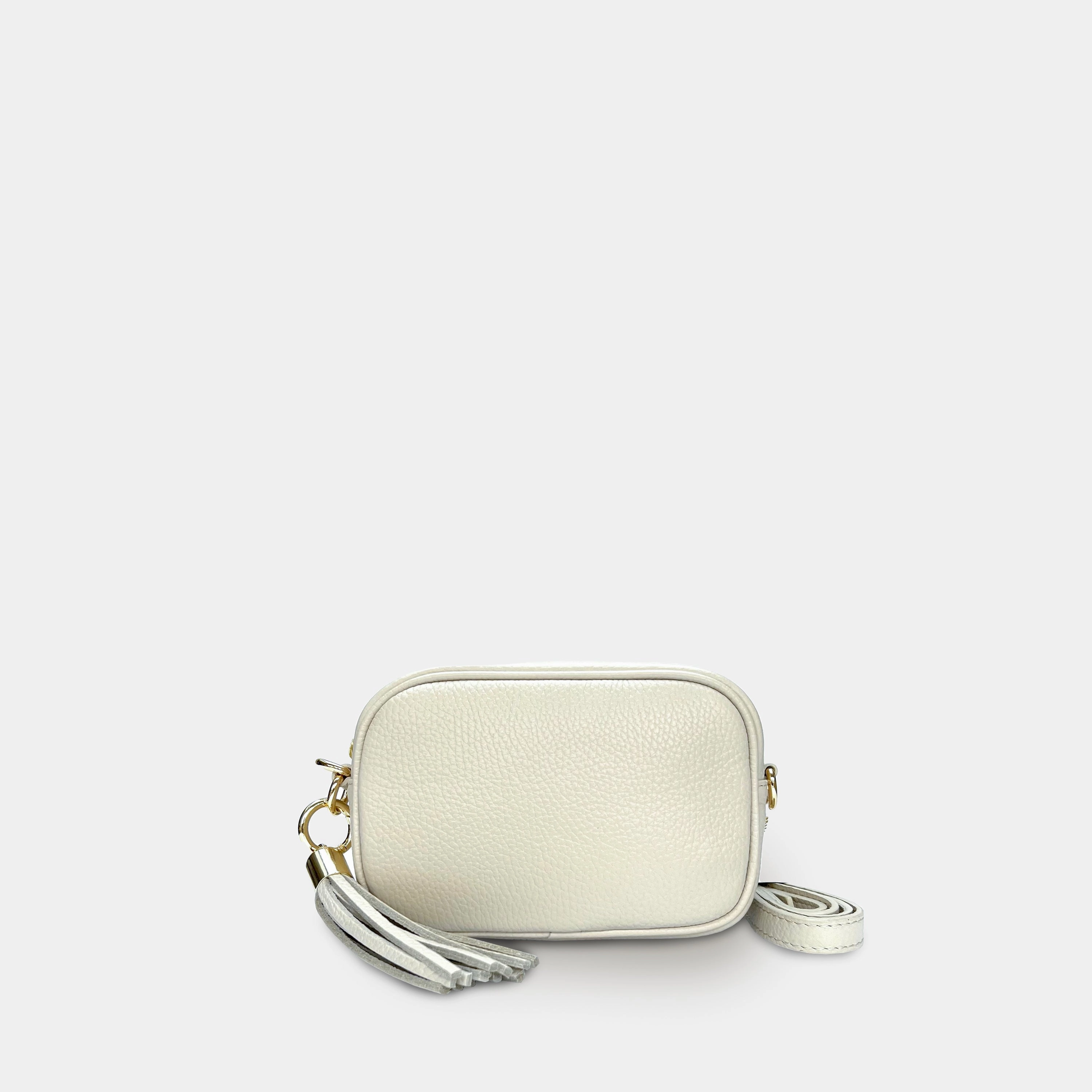The Mini Tassel Stone Leather Phone Bag With Tan Cheetah Strap