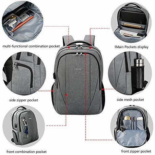 Tigernu Slim Business Laptop Backpack Anti Thief Water Resistant With Usb Charging Port College