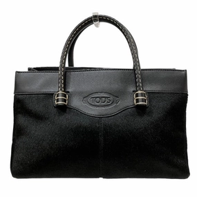 Tod's Black Leather Haircalf Handbag