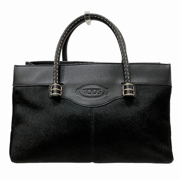 Tod's Black Leather Haircalf Handbag