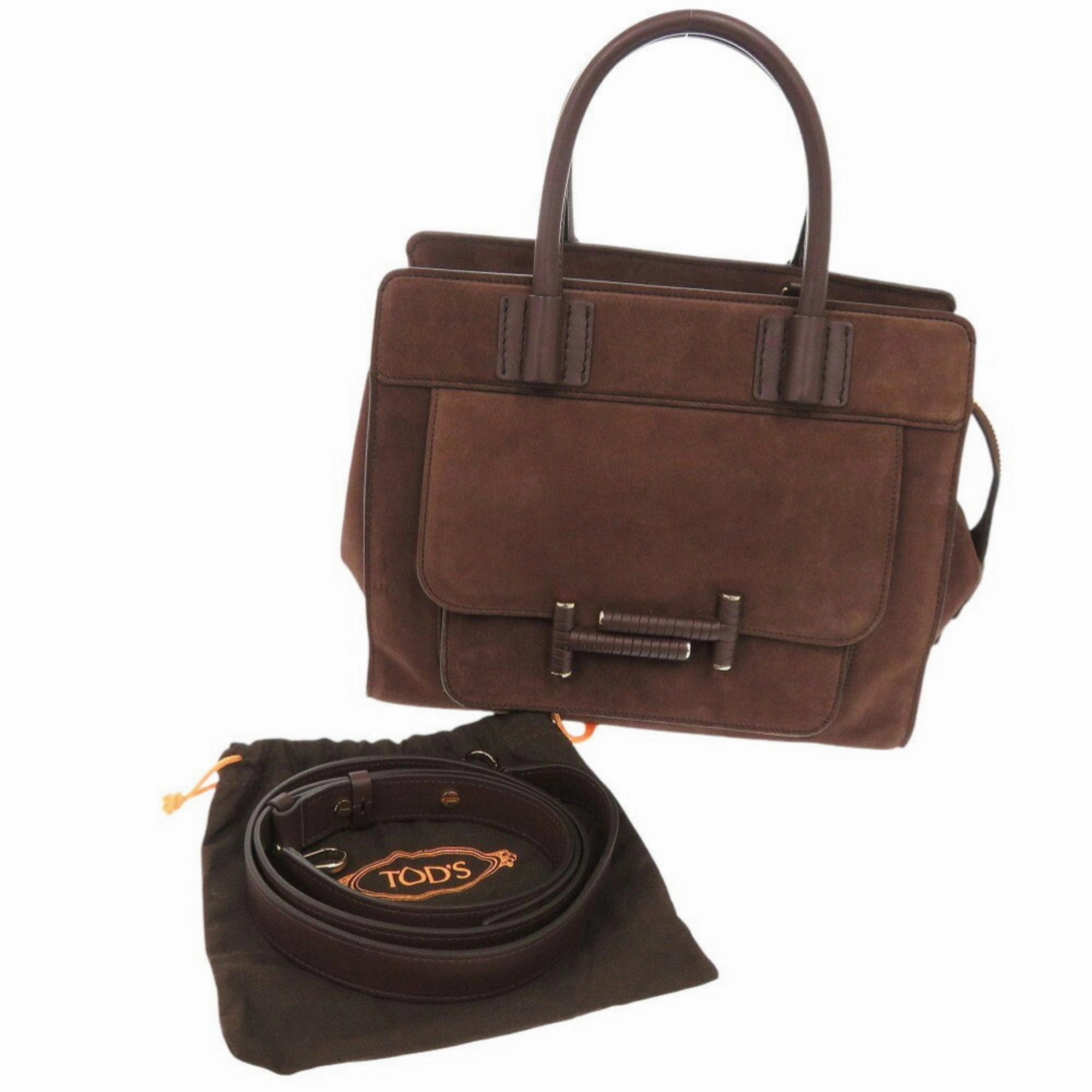 Tod's Suede Leather Handbag Shoulder Bag (Pre-Owned)