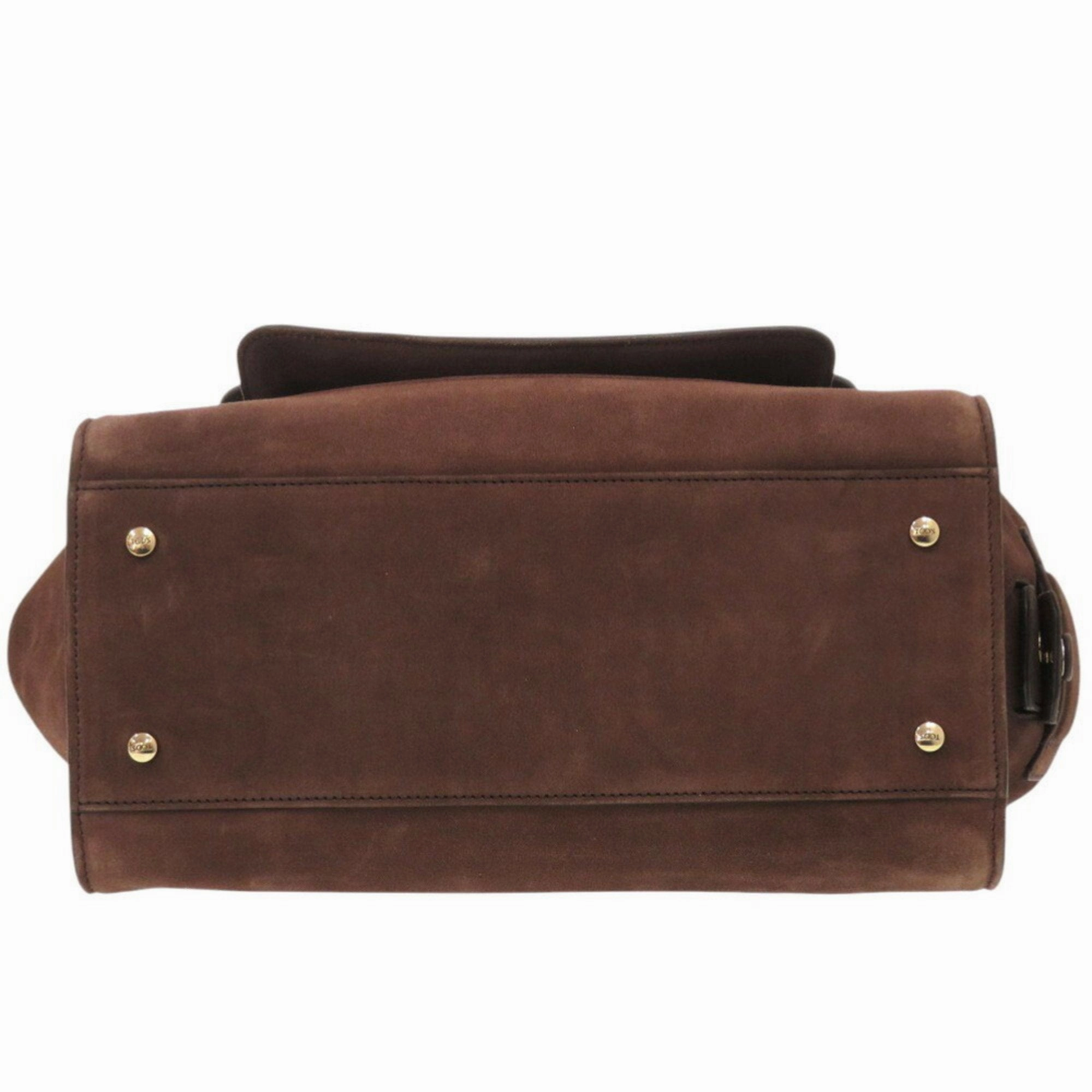 Tod's Suede Leather Handbag Shoulder Bag (Pre-Owned)