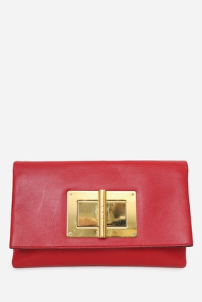 Tom Ford Red Leather Natalia Convertible Clutch