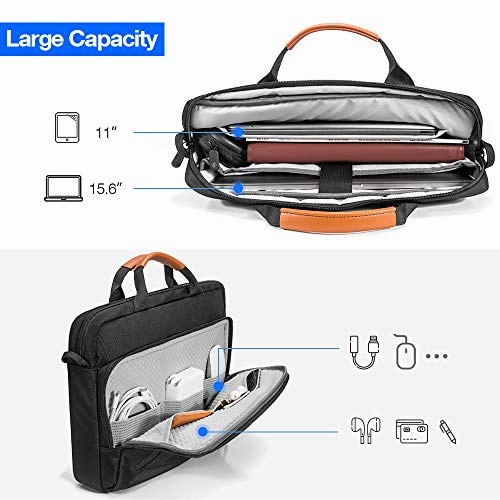 tomtoc Laptop Briefcase, 15-15.6 Inch Multi-Functional Laptop Shoulder Messenger Bag for 15-inch MacBook Pro, Dell XPS 15, Surface Book 2, Ultrabooks, Chromebooks, Notebooks