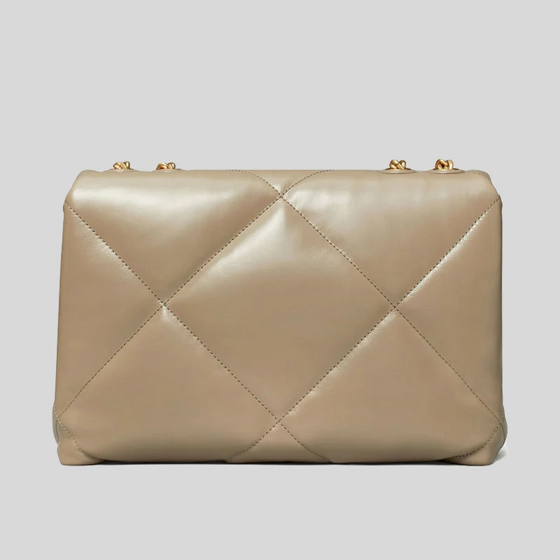 TORY BURCH Kira Diamond Quilt Convertible Shoulder Bag Taupe Oak 154704