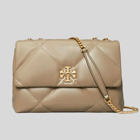 TORY BURCH Kira Diamond Quilt Convertible Shoulder Bag Taupe Oak 154704