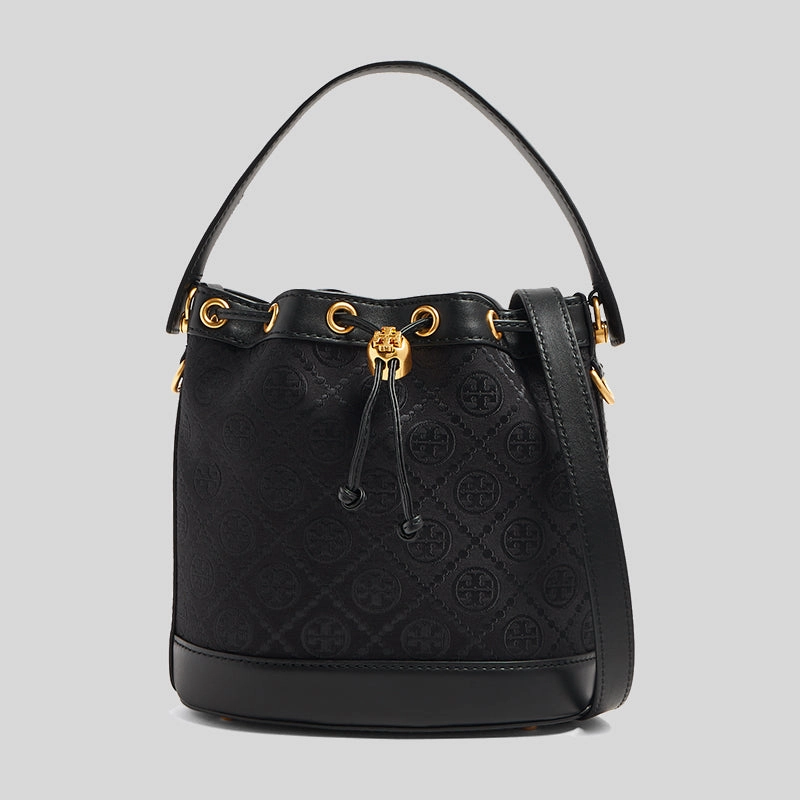 TORY BURCH T Monogram Jacquard Bucket Bag Black 152127