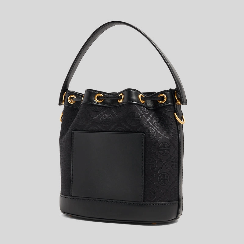 TORY BURCH T Monogram Jacquard Bucket Bag Black 152127