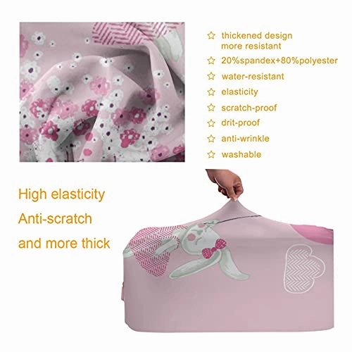 Travel Luggage CoverRabbit Girl With BalloonWashable Elastic Durable , With Concealed Zipper Suitcase Protector Fits For 22-24 Inch -M.