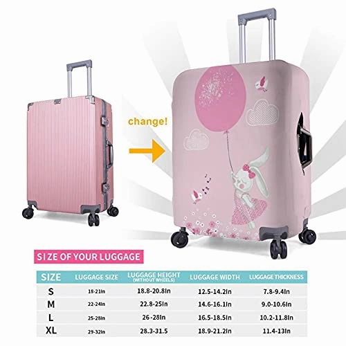 Travel Luggage CoverRabbit Girl With BalloonWashable Elastic Durable , With Concealed Zipper Suitcase Protector Fits For 22-24 Inch -M.