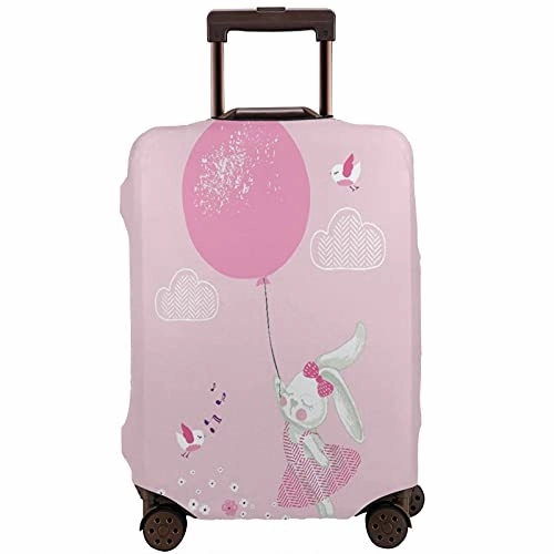 Travel Luggage CoverRabbit Girl With BalloonWashable Elastic Durable , With Concealed Zipper Suitcase Protector Fits For 22-24 Inch -M.