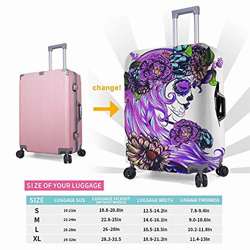 Travel Luggage CoverSugar Skull Girl In Decorative Flower WreathWashable Elastic Durable , With Concealed Zipper Suitcase Protector Fits For 29-32 Inch -XL.