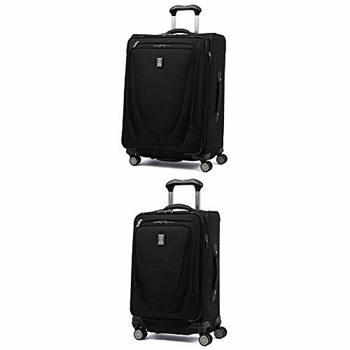 Travelpro Luggage Crew 11 25" Expandable Spinner Suitcase W/Suiter   20" Carry-On Spinner (Black)
