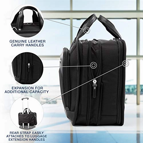 Travelpro Platinum Elite-16-Inch Expandable Business Briefcase, Shadow Black, 16-Inch