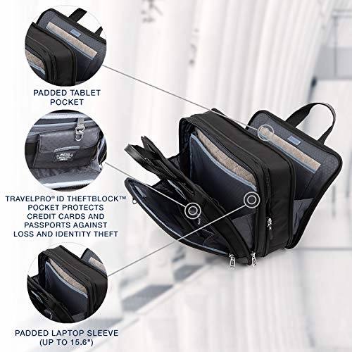 Travelpro Platinum Elite-16-Inch Expandable Business Briefcase, Shadow Black, 16-Inch