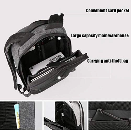 TRE Business Laptop Backpack Water Resistant Anti-Theft College Backpack with USB Charging Port Computer Backpacks for Women Men, Casual Hiking Travel Daypack (Color : Gray)