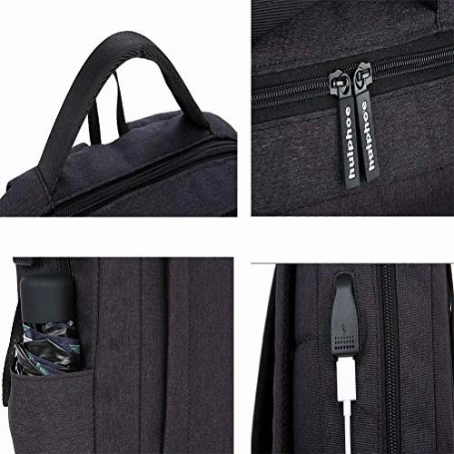 TRE Deluxe Black Waterproof Laptop Backpack 15 Inch Travel Gear Bag Business Trip Computer Daypack Double Laptop Compartment (Color : A1)
