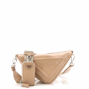 Triangle Logo Zip Crossbody Bag Leather Small