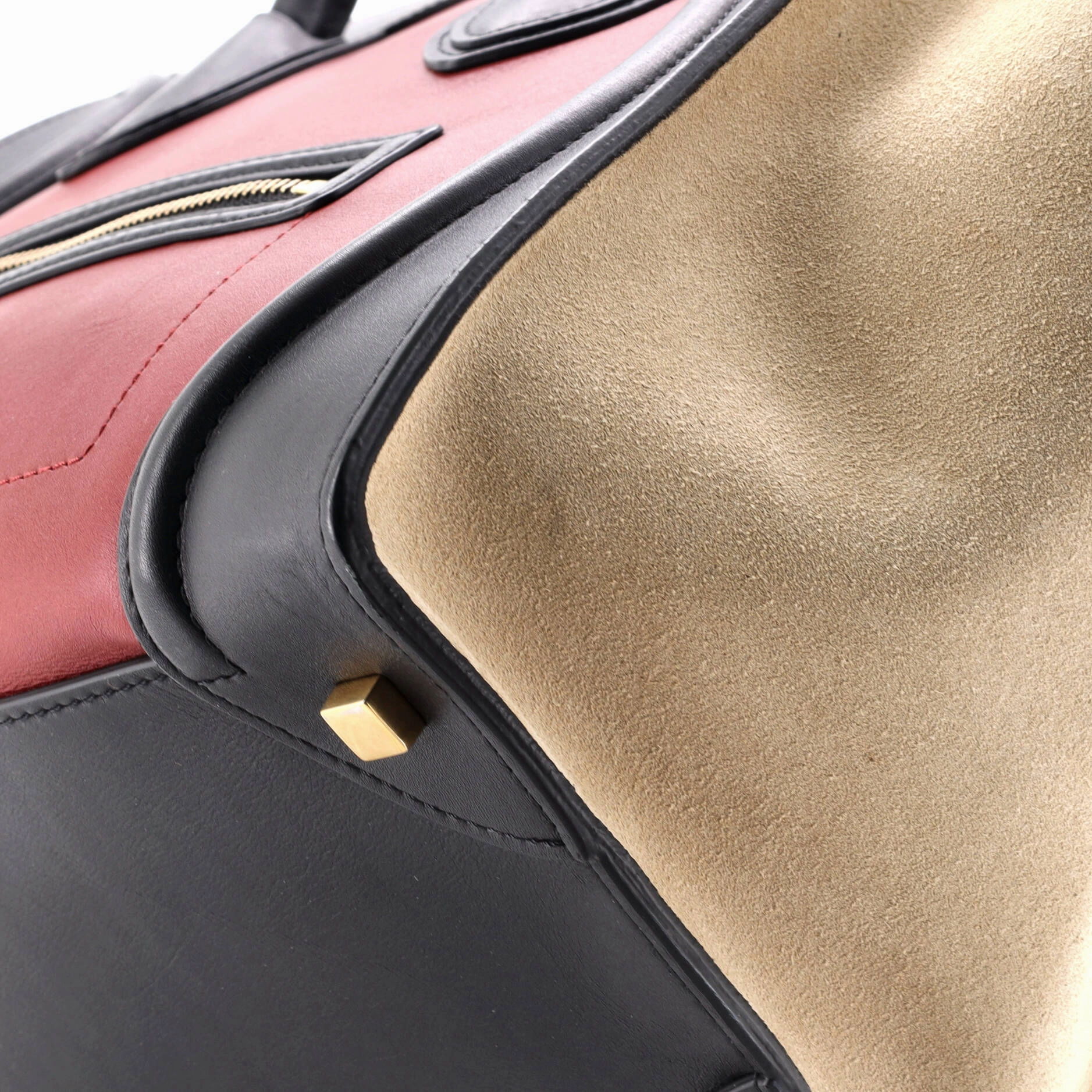 Tricolor Luggage Bag Leather Micro