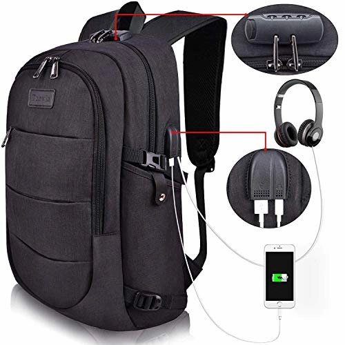 Tzowla Business Laptop Backpack Water Resistant Anti-Theft College Backpack with USB Charging