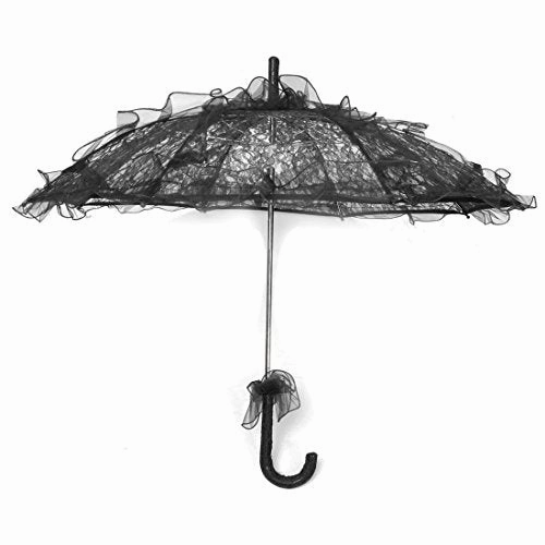 Umbrella - Toogoo(R)Lace Parasol Wedding Lace Flower Wedding Bride Parasol Umbrella Black