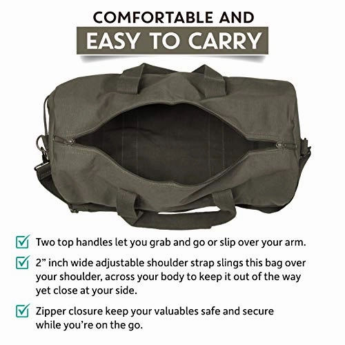 United States Marine Corps Army Sport Heavyweight Canvas Duffel Bag in Olive & Black, Medium