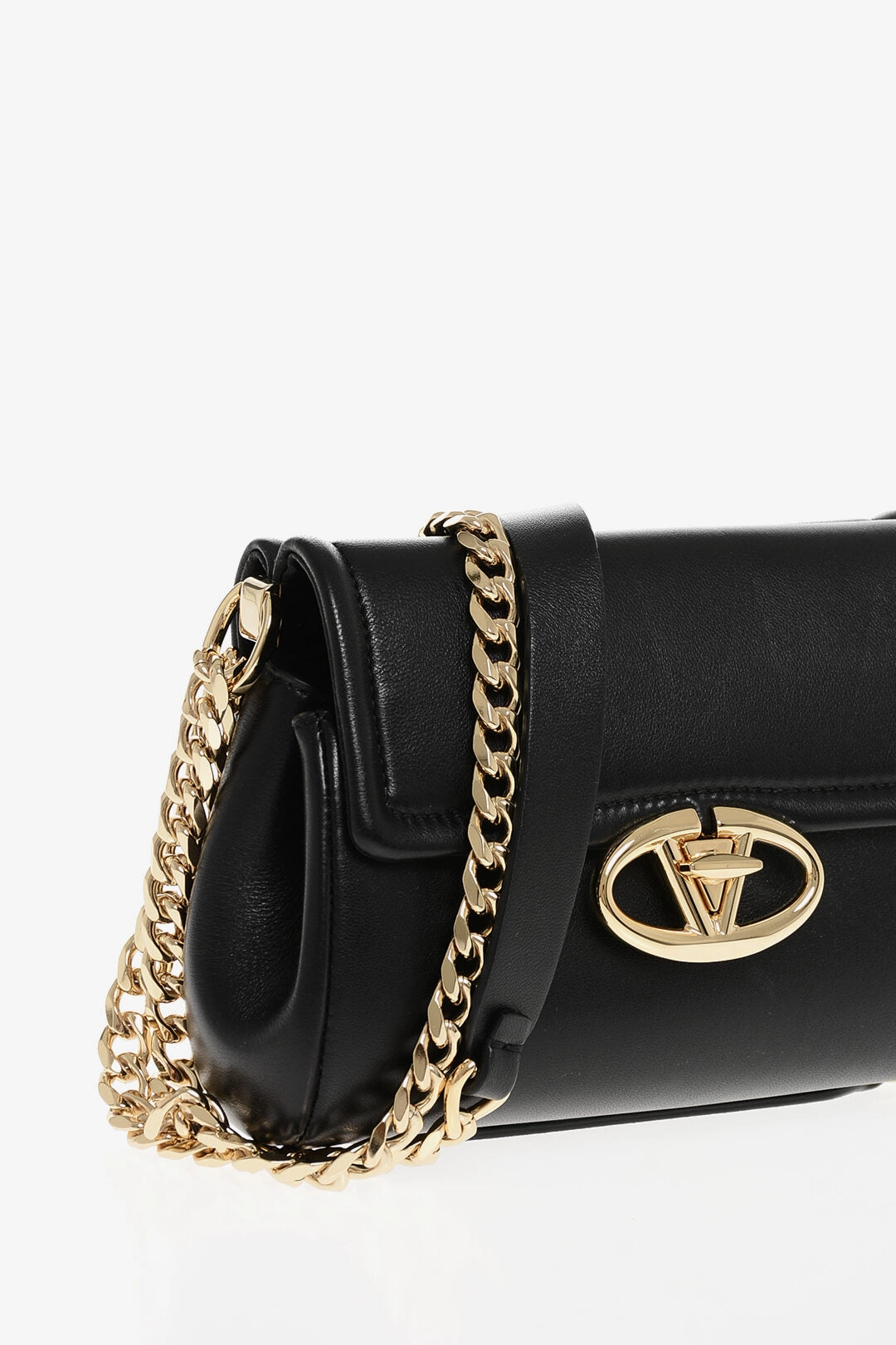 Valentino Leather Crossbody Bag With Logoed Buckle