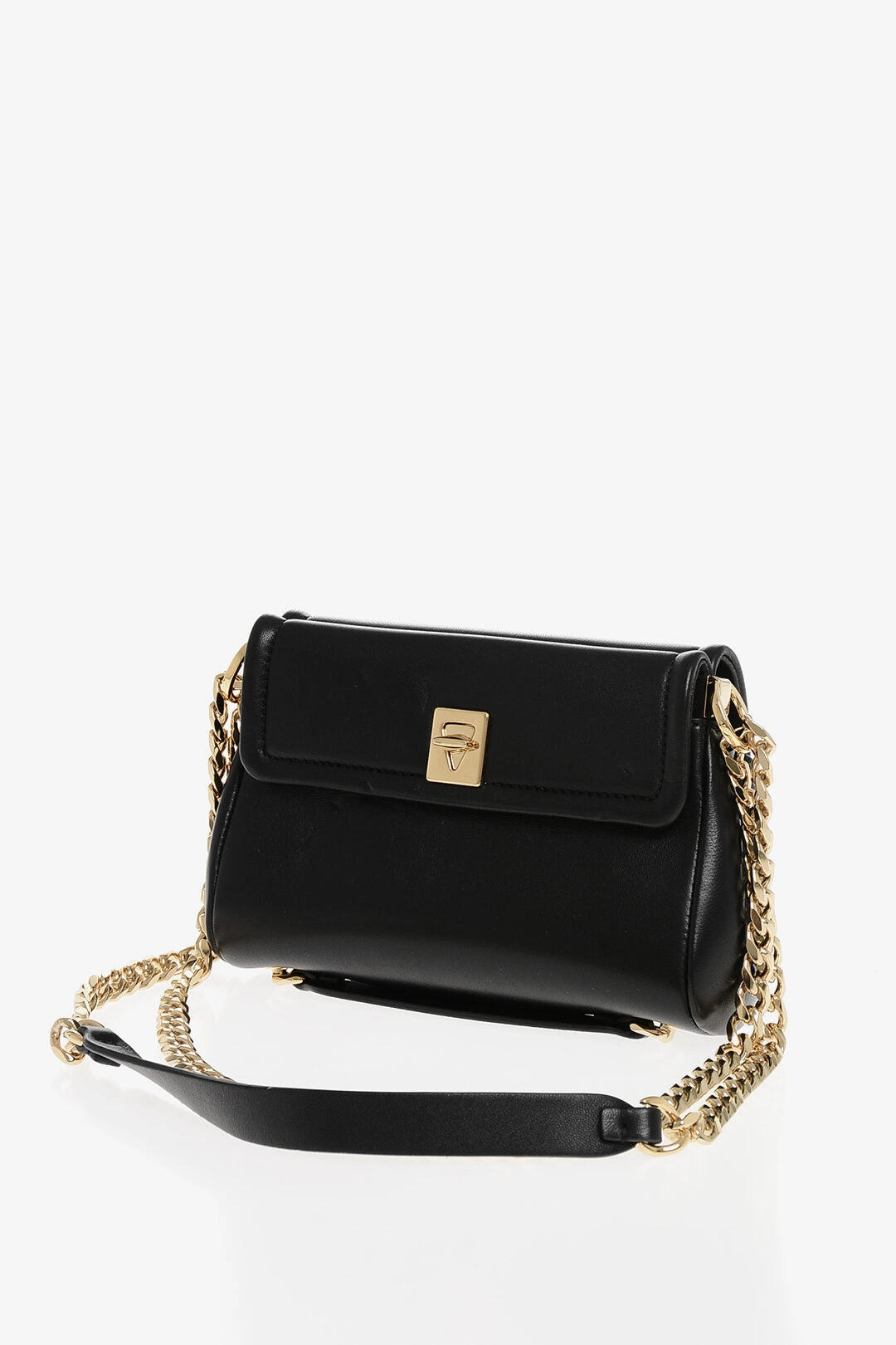 Valentino Leather Crossbody Bag With Logoed Buckle
