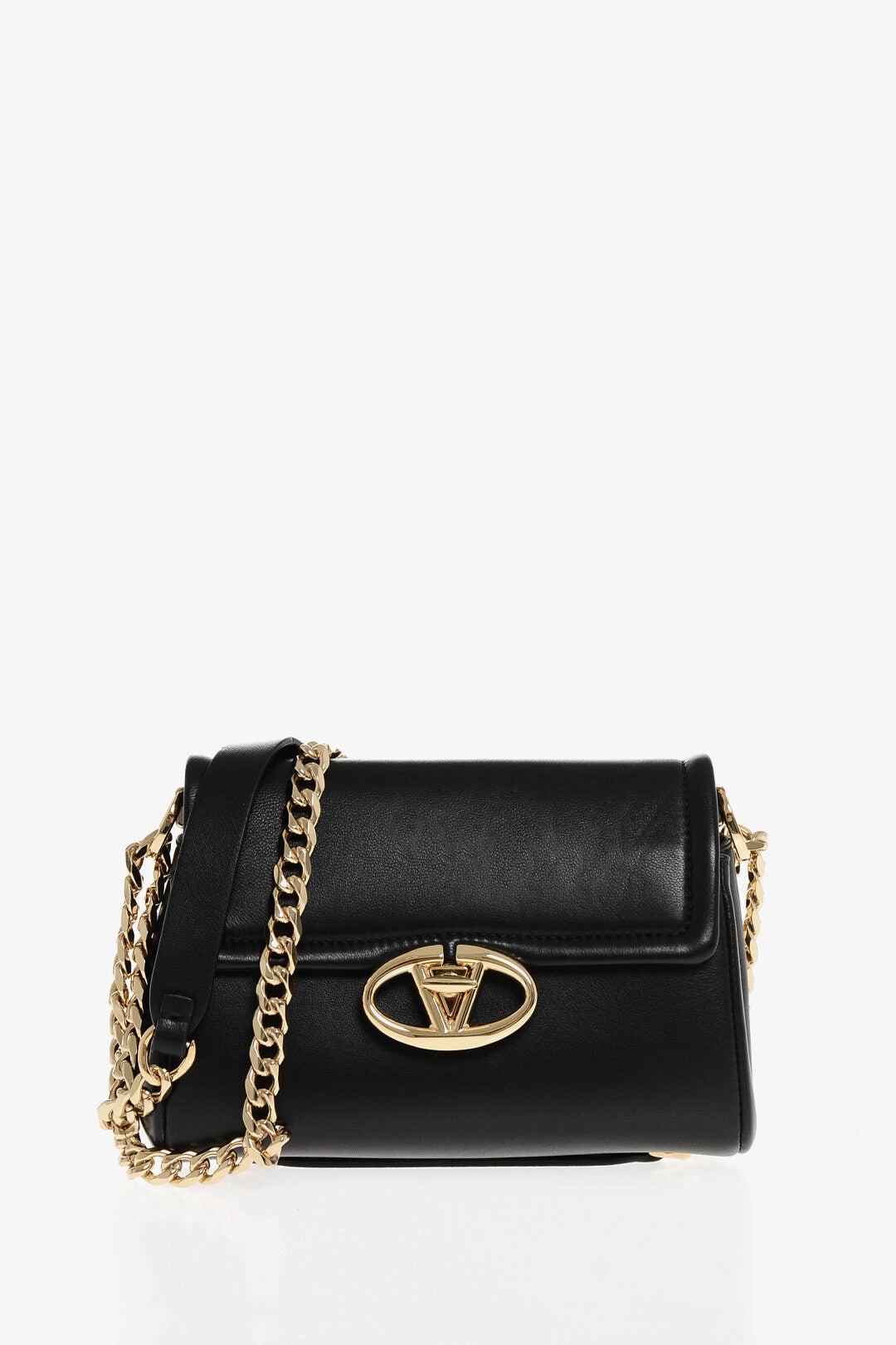 Valentino Leather Crossbody Bag With Logoed Buckle