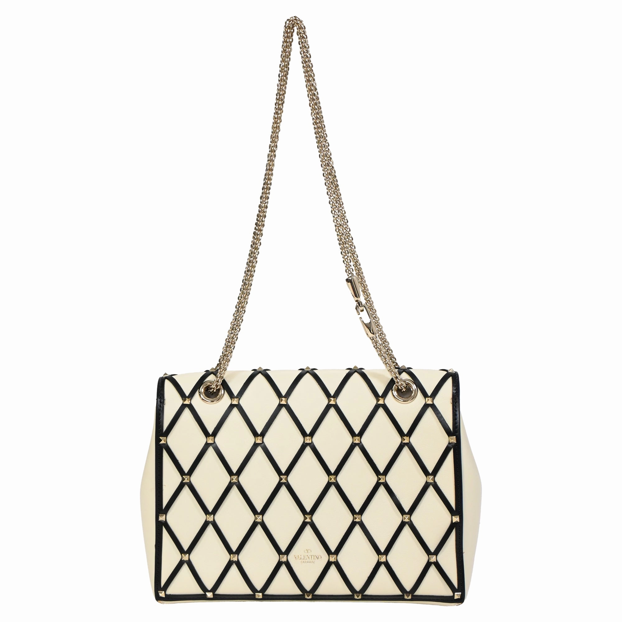 Valentino Quilted Beehive Shoulder Bag Light in Ivory Leather