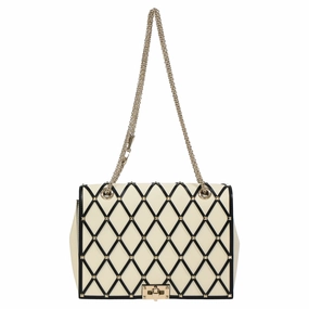 Valentino Quilted Beehive Shoulder Bag Light in Ivory Leather