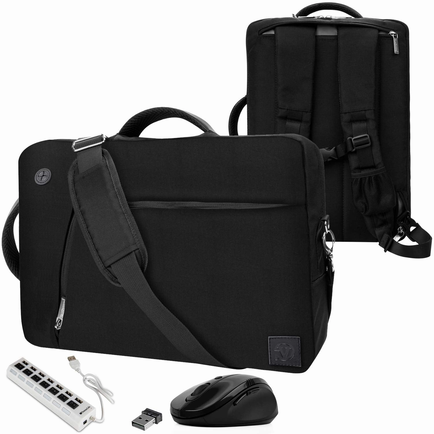 VanGoddy Slate Black Convertible Laptop Bag with USB Hub and Mouse for Huawei Matebook 13, X Pro 13.9", X 13"
