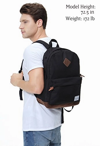 Vaschy Unisex Classic Lightweight Water-Resistant Campus School Rucksack Travel Backpack Bookbag