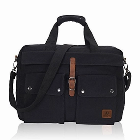 Veegul 17 Inch Multifunctional Canvas Laptop Bag Computer Messenger Shoulder Bags Black Vg
